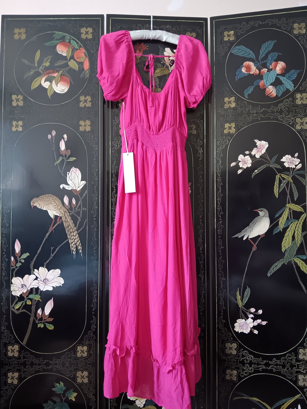 Lumiere Raspberry Pink V-Neck Ruffle Maxi Dress - Picture 3 of 5